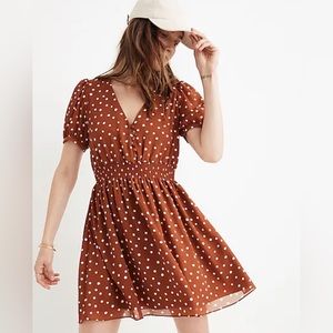 Madewell Smocked-Waist Mini Dress in Inkspot Dots